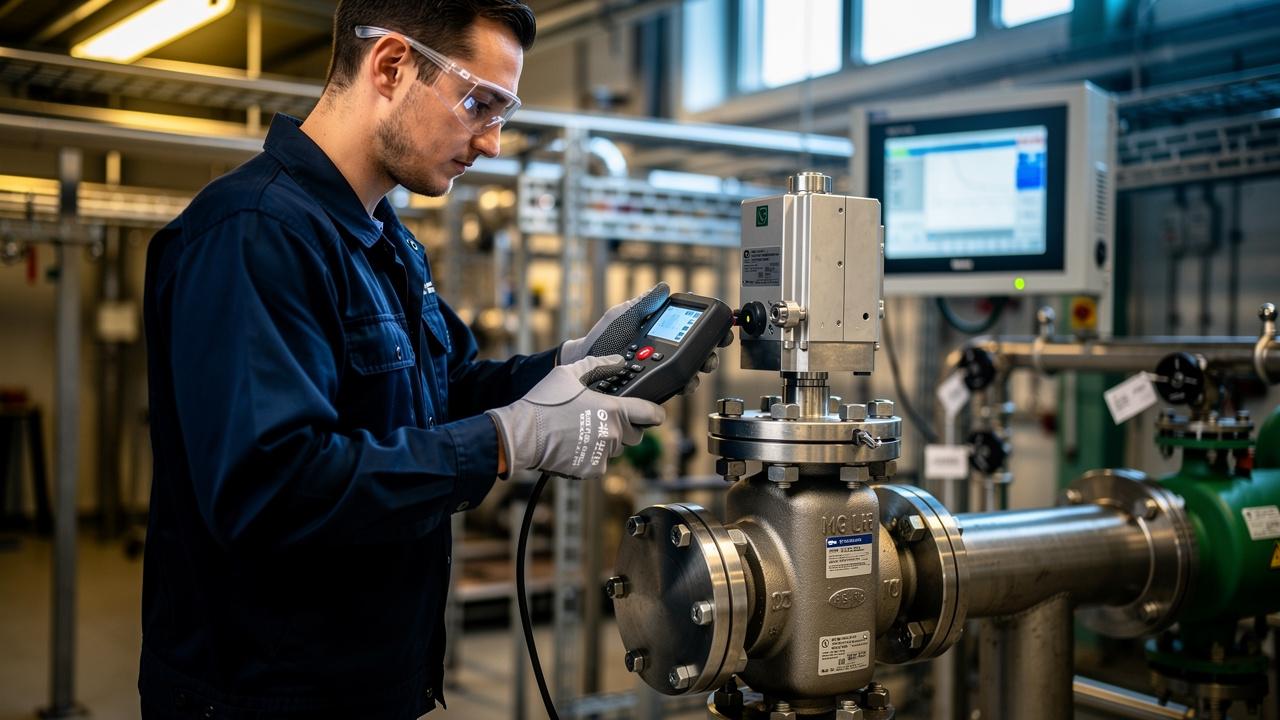 Technician performing diagnostic inspection on compressor control valve