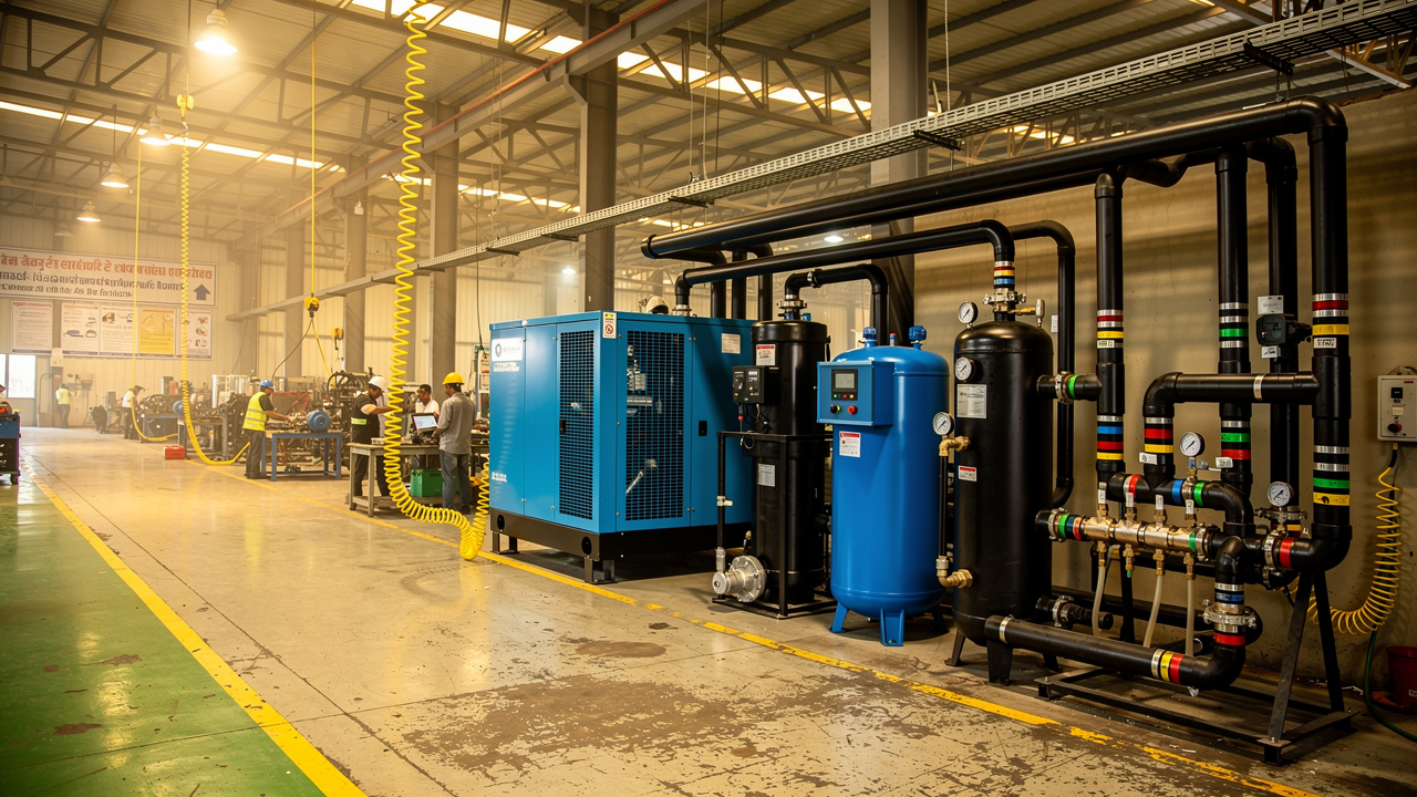 Complete compressed air system in Indian manufacturing plant