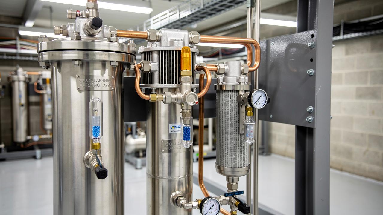 Instrument air treatment filters and dryer in compressor room
