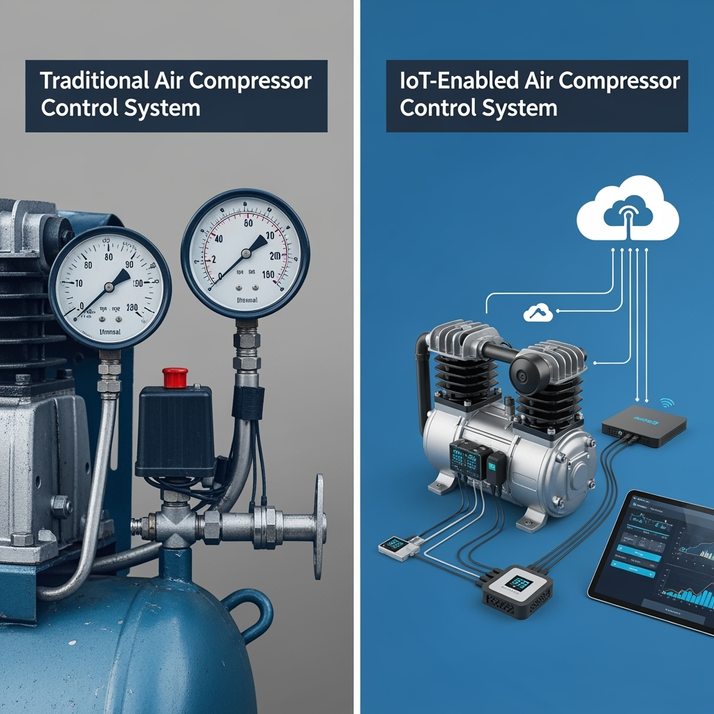 Comparison Between Traditional Air Compressor Control System with an IoT-Enabled Air Compressor Control System