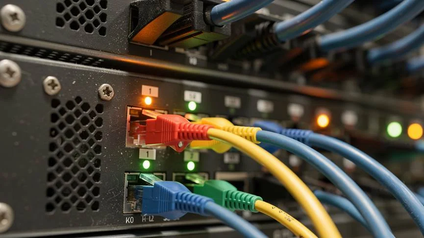 Industrial network switches with ethernet and fiber connections